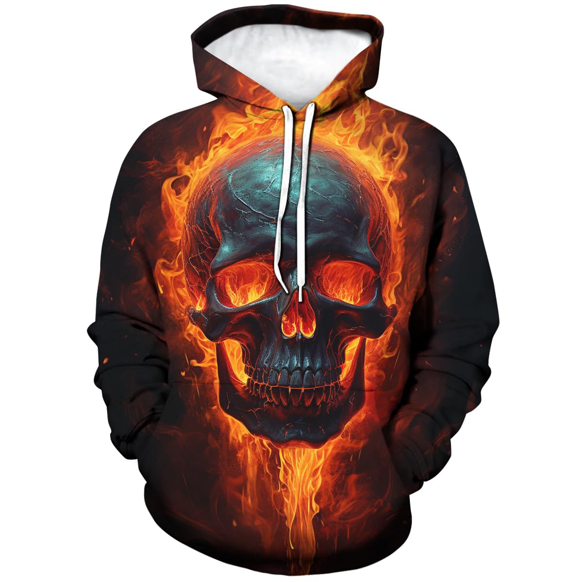 Girren Skull Hoodie For Men 3D Print Novelty Graphic Hoodies Fashion Sweatshirts, Black3, Medium