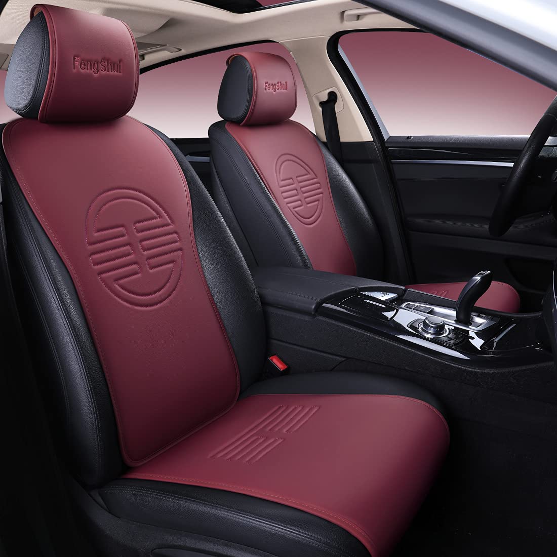 Full Coverage Blue Car Seat Covers Universal Seat Covers Leather Auto Seat Cushion Covers (R-Blue+White) — view 11