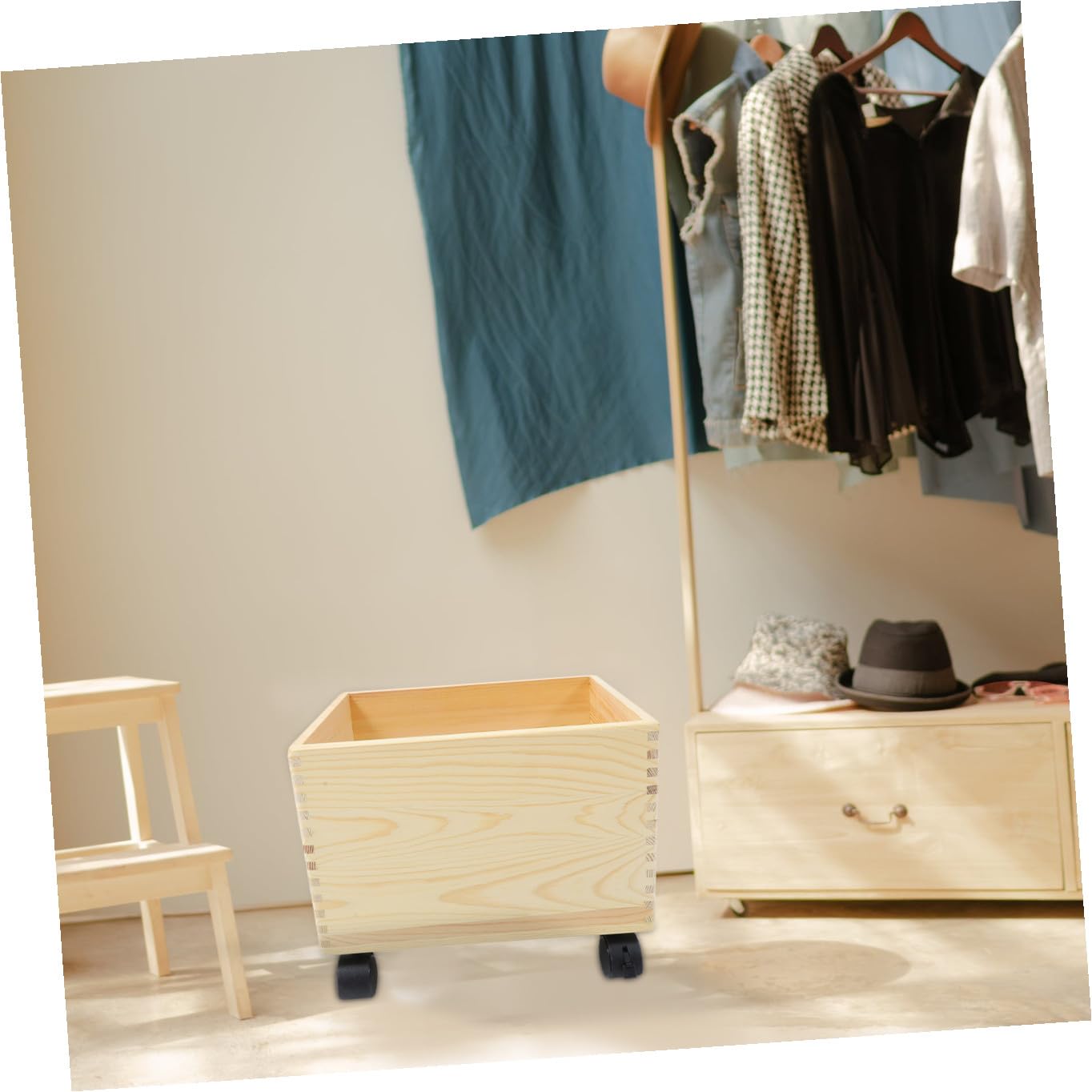 OSALADI Caja de Almacenamiento de Madera Ruedas Hogar | Gran Capacidad, Estructura Abs, Uso Portátil, Acabado Decorativo y Práctico para Organización Diaria