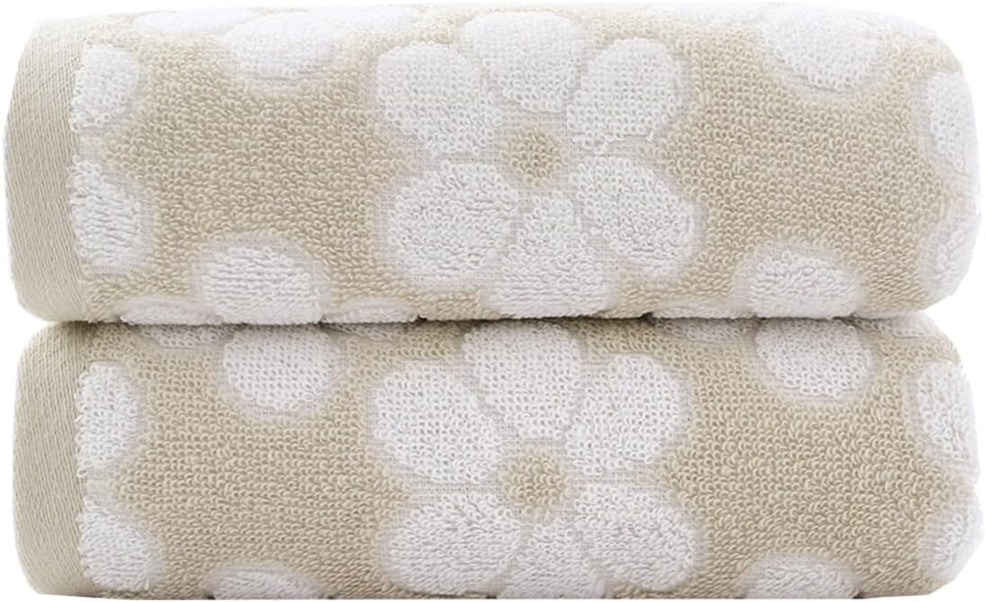 Pidada Hand Towels Set of 4 Floral Pattern 100% Cotton Soft Absorbent Decorative Towel for Bathroom (Pink)