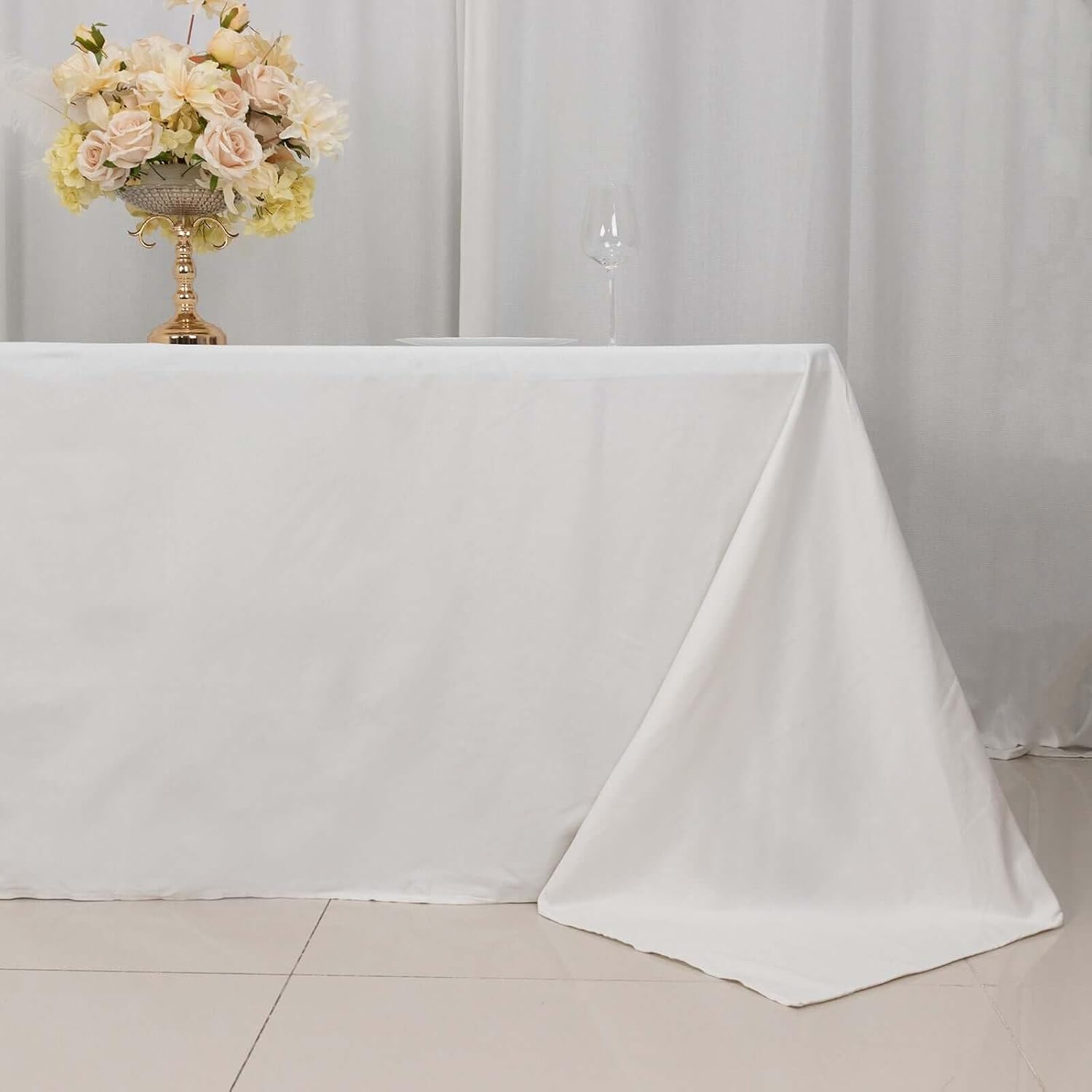 Efavormart 90x132 Rectangle Tablelinens Commercial Grade 100% Cotton Tablecloth for Wedding Party Home Decor - White