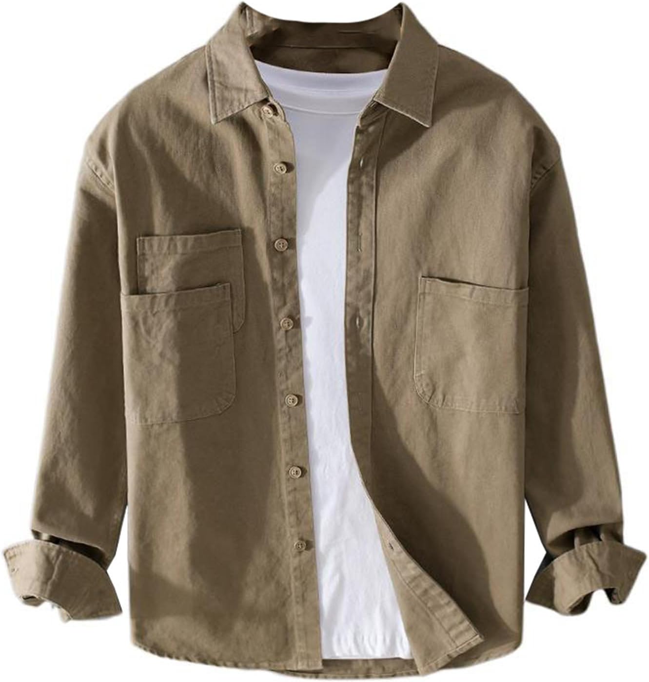 Japanese-Style Vintage Cotton Shirt, Men's Workwear Long-Sleeve Loose Spring & Autumn Shirt