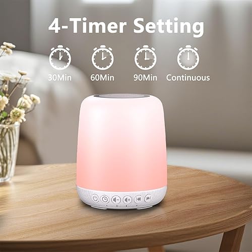 Miniatura 12 de Easysleep - Máquina de sonido con 25 sonidos relajantes y luces nocturnas, con función de memoria, 32 niveles de volumen y 5 temporizadores de Blanco