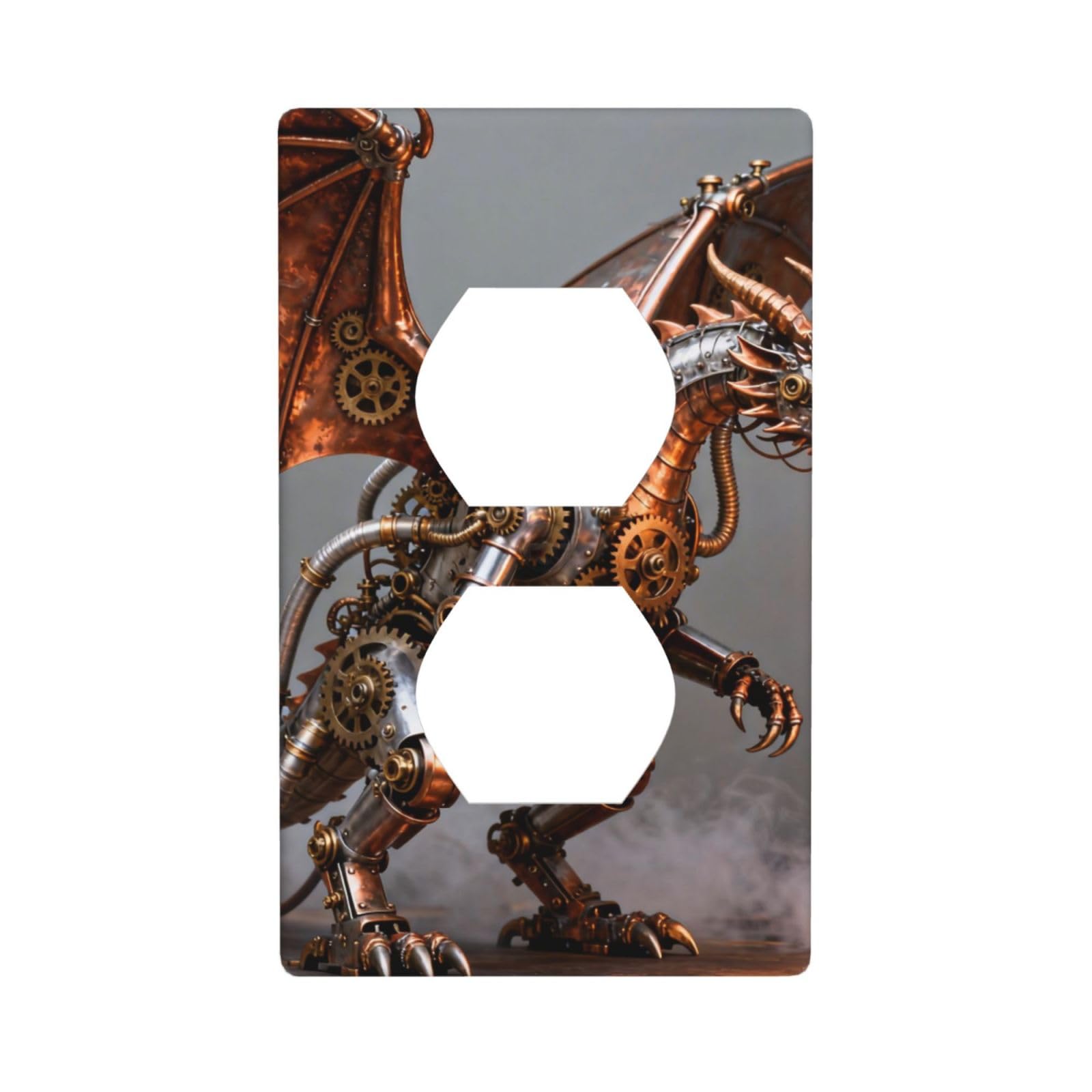 Steampunk Dragon Gear Decorative Switch Plate Cover-Unbreakable Polycarbonate Wall Plate for Home Office, 1 Gang with Screws