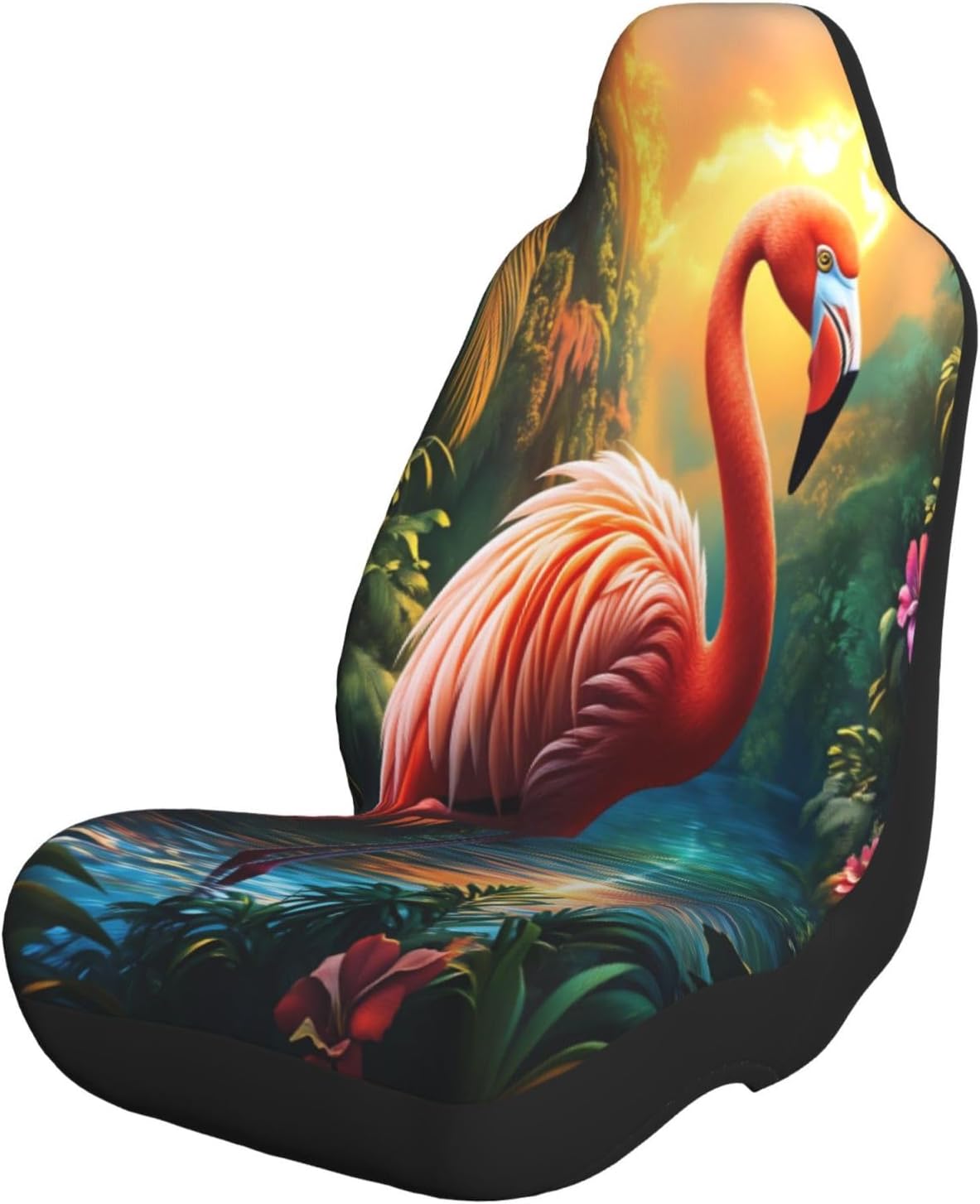 Tropical Jungle Flamingo Car Seat Covers Universal Auto Seat Cushion Protector Automotive Interior Decoration for Cars SUV Truck Sedan