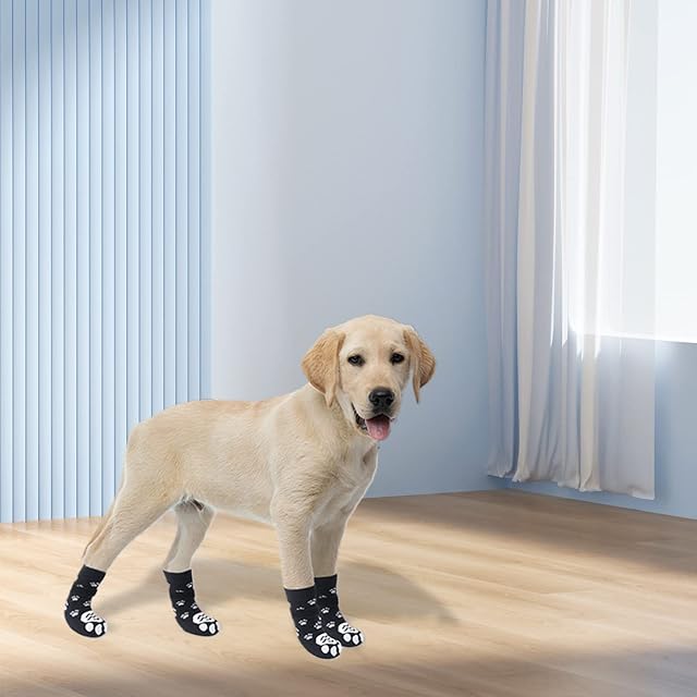 Foto 5 de 7 de Eowppue Calcetines Perro 2 Pares De Calcetines Antideslizantes para Perros Gatos Protectores De Patas…