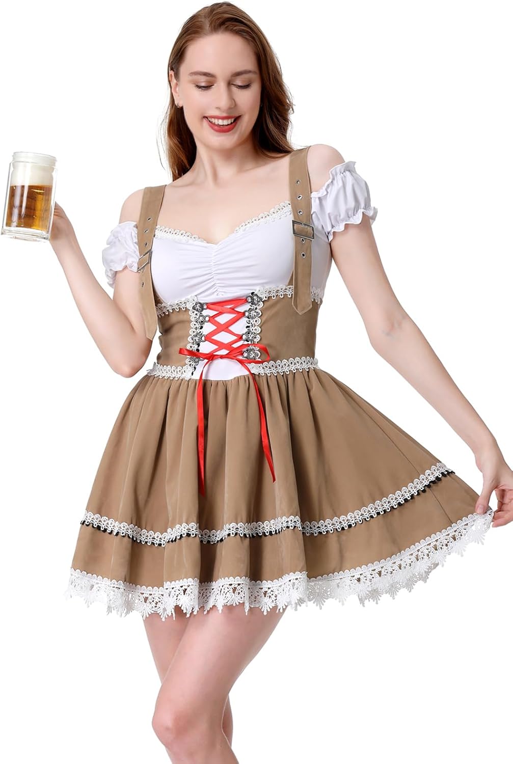 GRAJTCIN Womens Oktoberfest Costume, Velvet German Bavarian Dress for Halloween Carnival