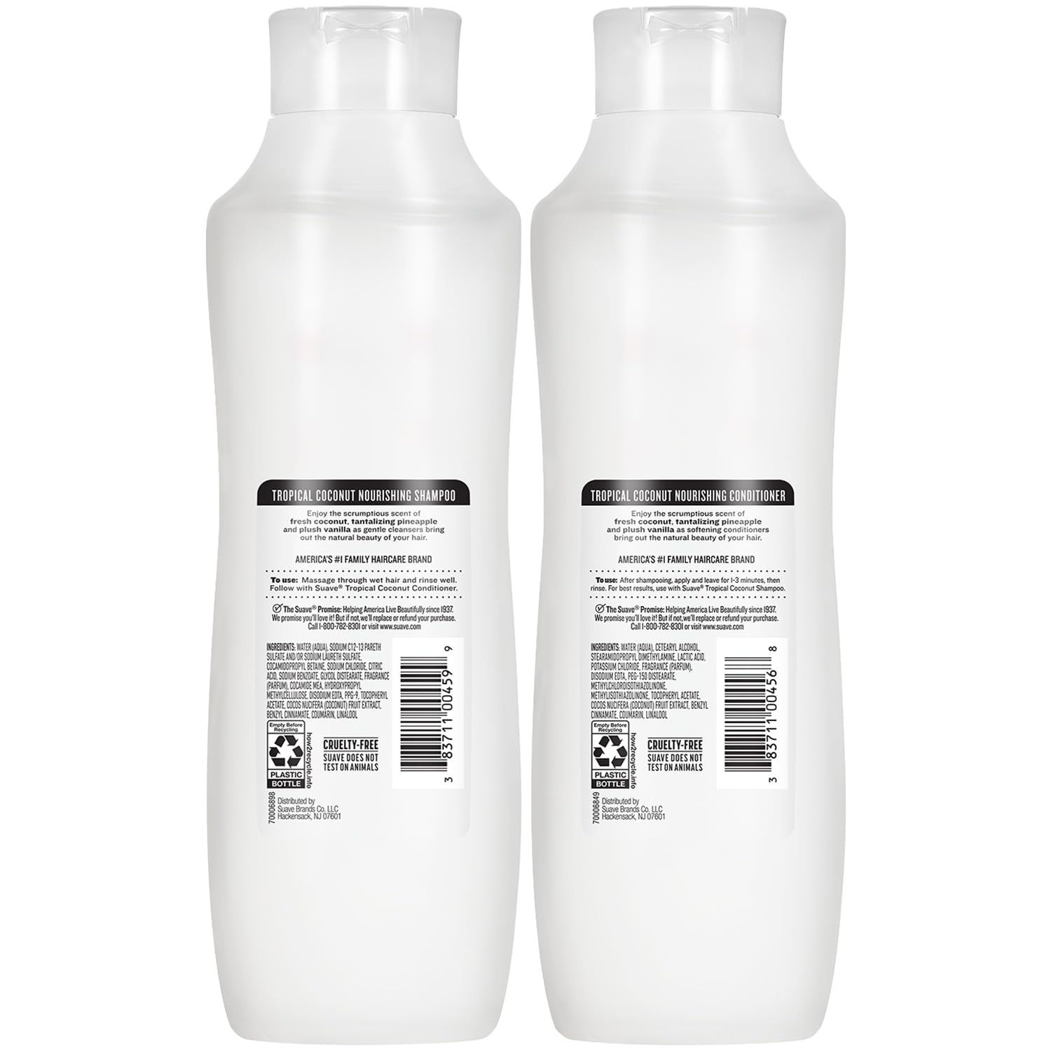 Suave Shampoo and Conditioner Set, Tropical Coconut – Everyday Nourishing Formulas with Botanical Extract and Vitamin E, 22.5 OZ Ea (2 Piece Set)