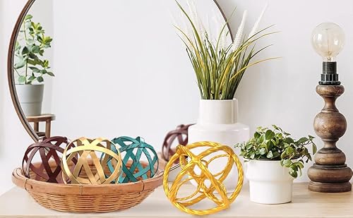 Metal Decorative Sphere For Home Decor - Distressed Blue, Hand Painted, Modern Decorative Balls For Living Room, Bedroom, Kitchen, Bathroom, Office - Table Decorative Orbs For Сenterpiece #TOP7