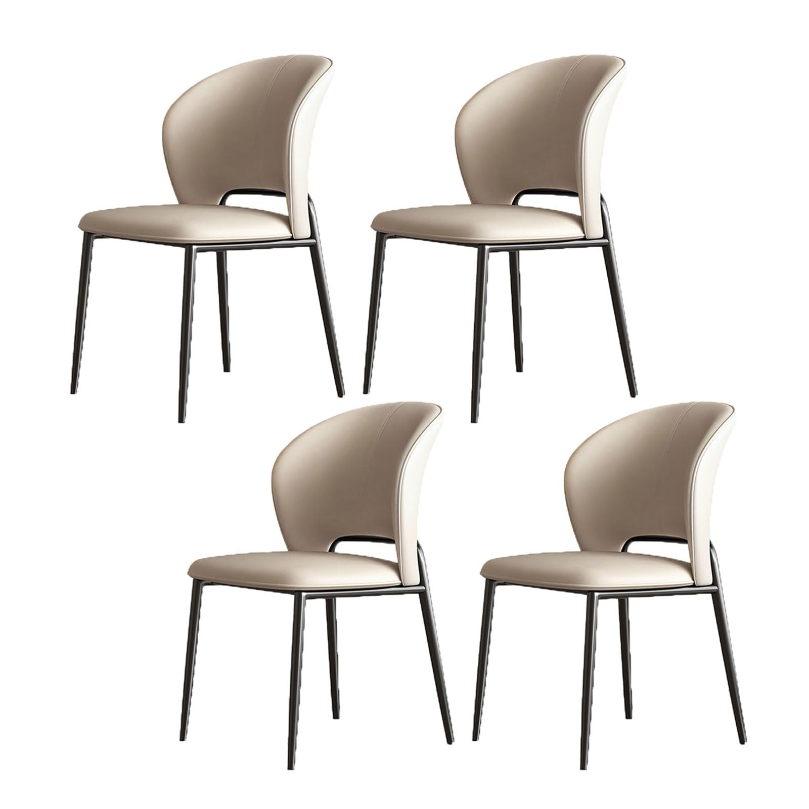 Eleganckie minimalistyczne krzesła do jadalni - tapicerowane oparcie i miękka wyściółka, idealne do kuchni i jadalni, lekki luksusowy styl (czarny)