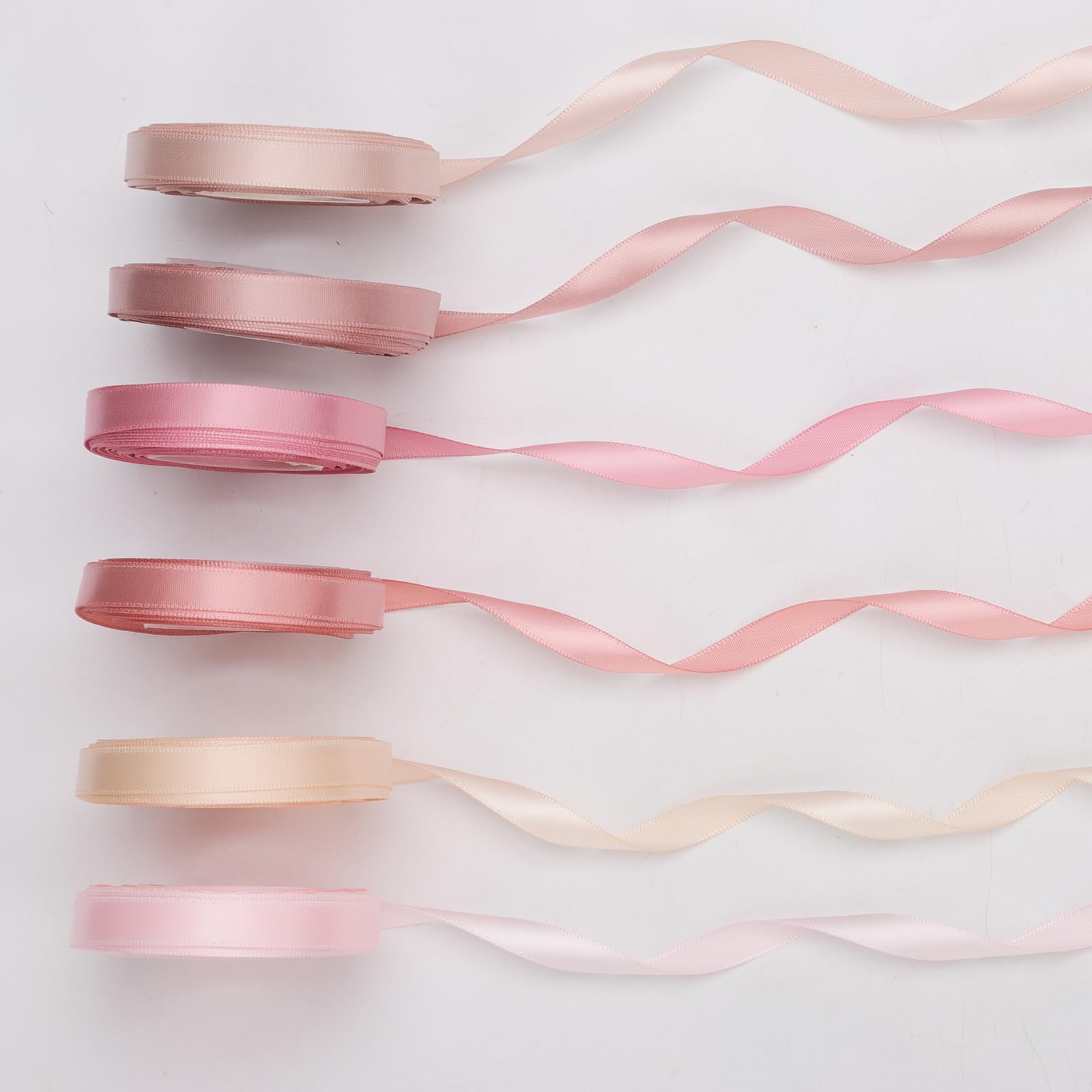 Cinta De Raso Rosa De Doble Cara Polvorida,1/8" X 50 Yar, Cinta De Tela Delgada Usada Para Envolver Regalo DIY Artesanía Ramos Florales Decoración De Fiesta De Boda