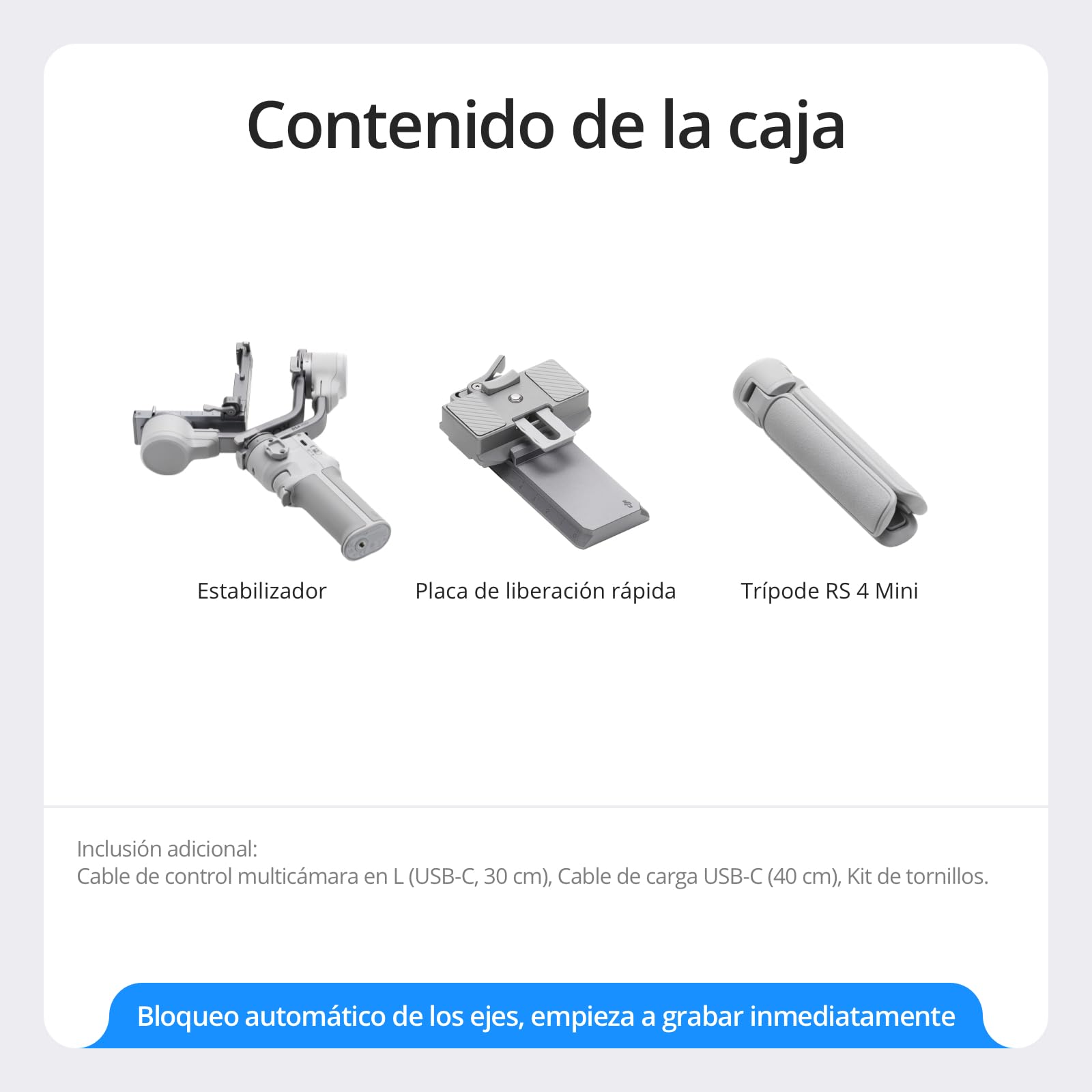 DJI RS 4 Mini, estabilizador de cámara, Canon/Sony/Nikon/Fujifilm | Grabación vertical nativa de 3.ª generación, Bloqueos de ejes automáticos de 2.ª generación, Equilibrio reforzado con Teflon