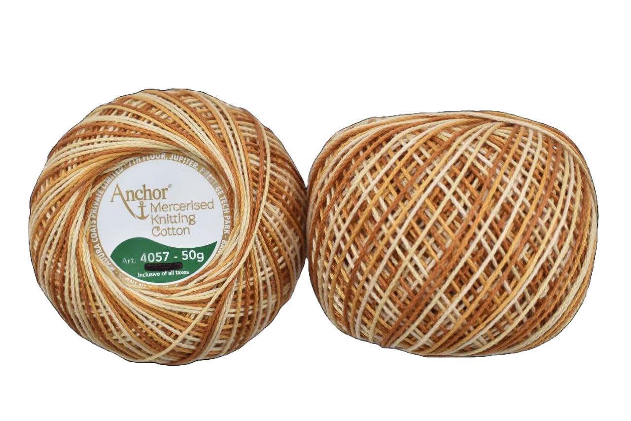 HUNNY- BUNCH® Premium Anchor Mercerised Knitting Crochet Cotton Thread Yarn Balls for Knitting, Weaving, Embroidery, DIY and Craft Making (Art. 4057) 50G - Pack of 1 (1218)