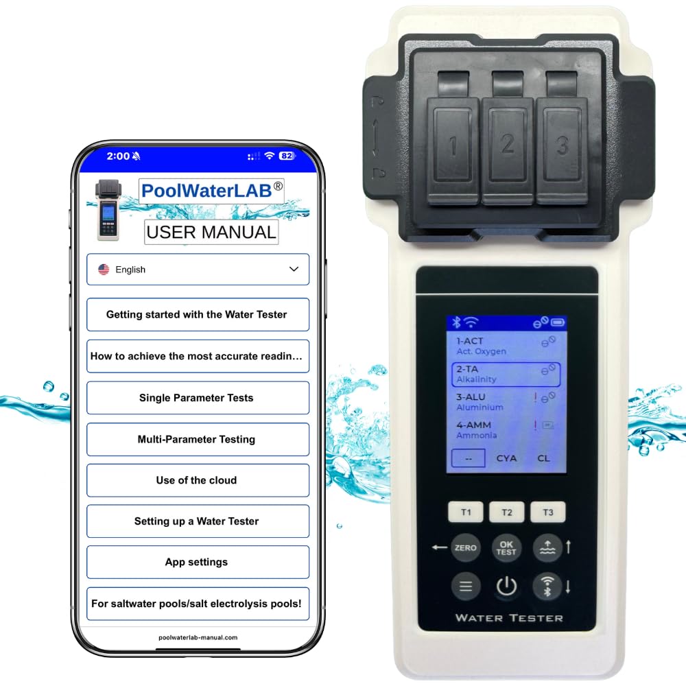 PoolLab 2.0 Extra-Zubehör (Aufbewahrungskoffer & Wasserstandsausgleicher) – Pool Wassertestgerät – 27 Parameter – WiFi, Bluetooth, App – Für Pool, Spa und Whirlpool