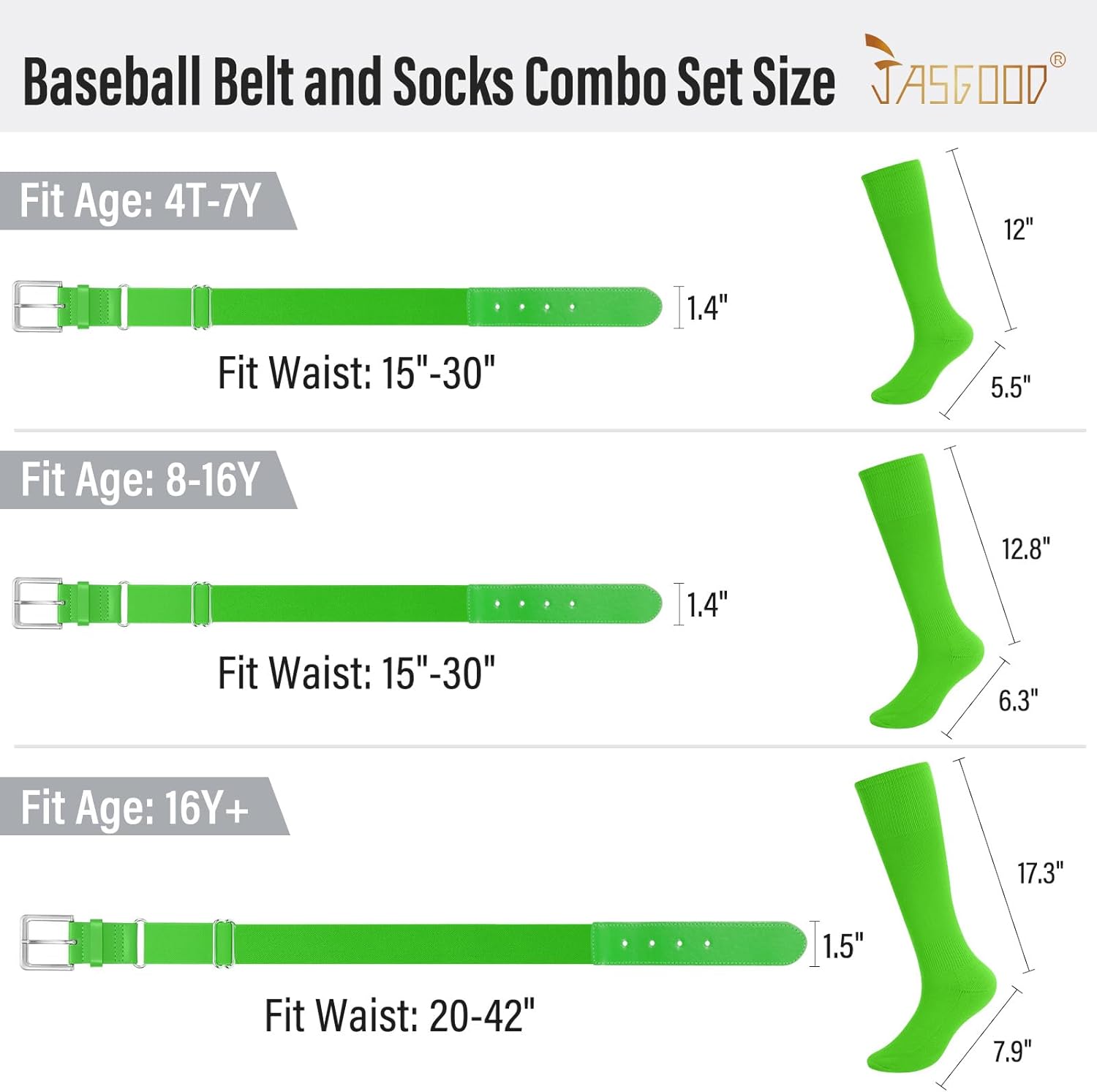 Baseball Socks and Belt for Youth Adult Softball Socks Combo Elastic Waist Belt for Men Kids Boys Girls Women JASGOOD - Image 6