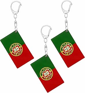 Portugal Flag Keychain - Double Sided Acrylic D Shape Chains Portuguese Flags Key Chains Men and Women Style Car Key chain Gifts Decoration (3 Pcs)