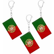 Portugal Flag Keychain - Double Sided Acrylic D Shape Chains Portuguese Flags Key Chains Men and Women Style Car Key chain Gifts Decoration 3 Pcs