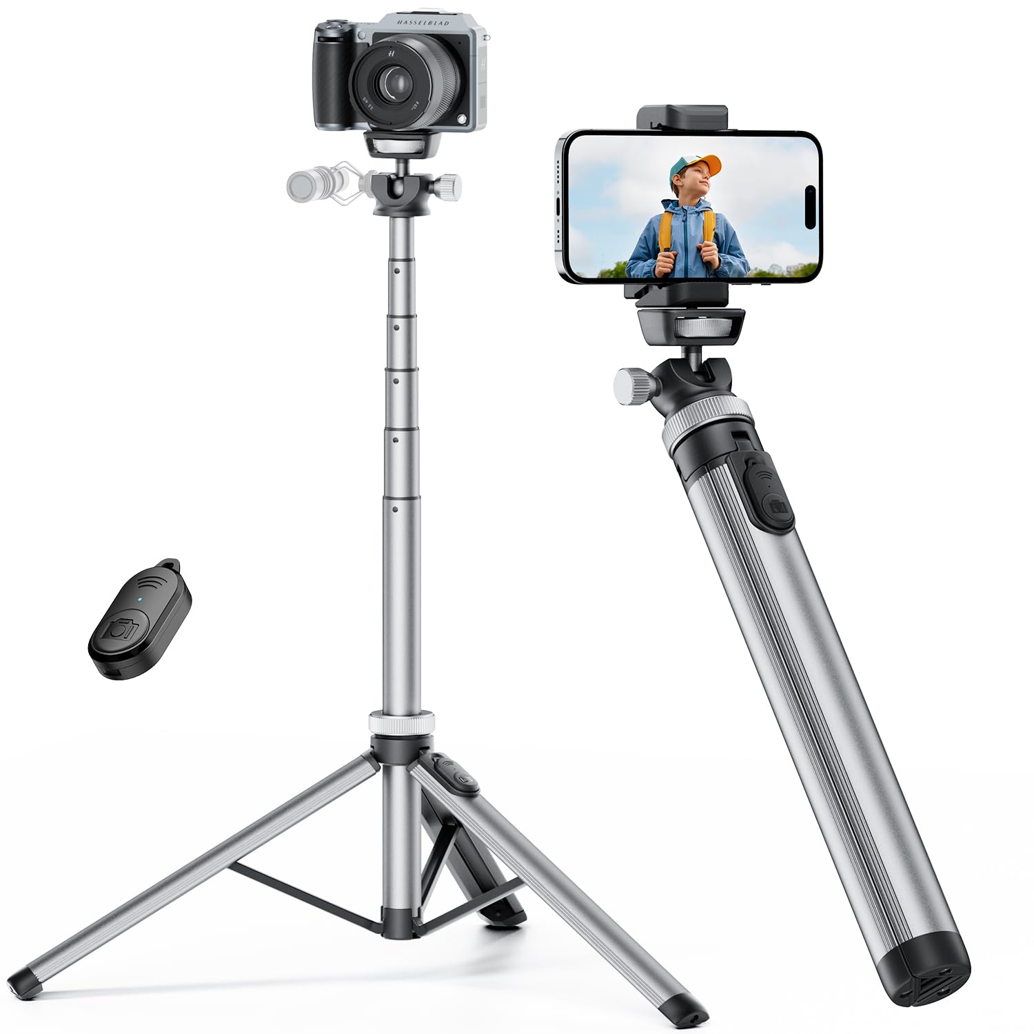 Weilisi Metal Tripod for iPhone, 67" Tall Tripod for Phone with 360° Ballhead, Stable for iPhone Tripod with Remote, Phone Tripod for Video Recording for iPhone 15 Pro Max 14 13 12 Pro Max