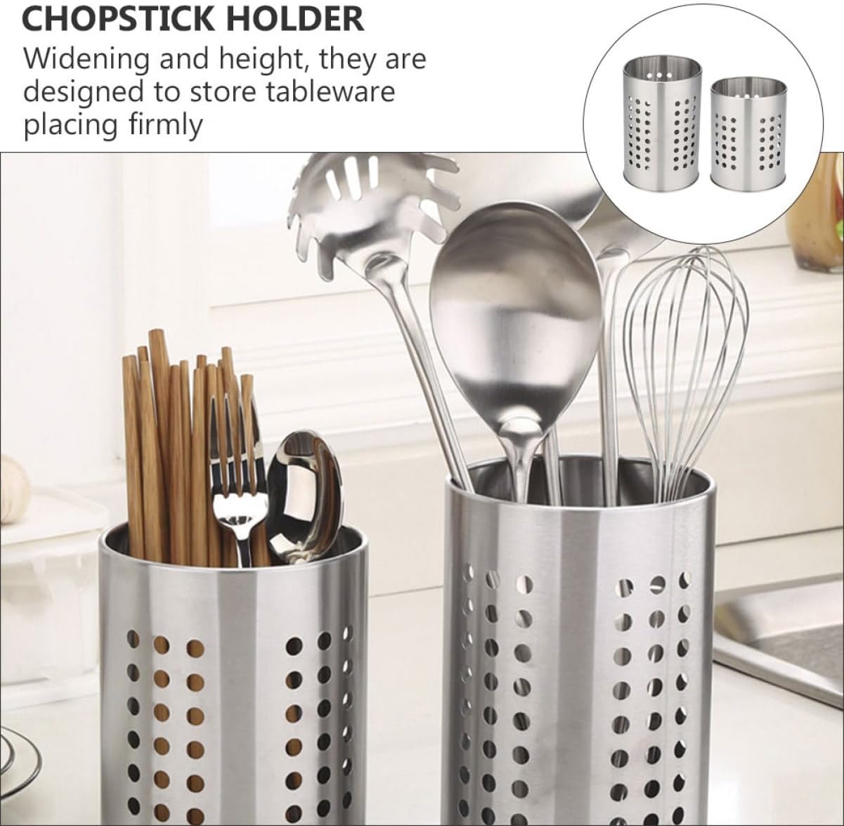 ULTECHNOVO 2pcs Stainless Steel Multi-functional Storage Containers for Tableware Design Space-saving Utensil Holders for Kitchen Organization