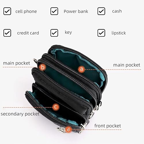 Miniatura 5 de Bolsa para teléfono celular, resistente al agua, bolsa de viaje, bolsa deportiva para brazos, mini bolso de hombro con correa ajustable