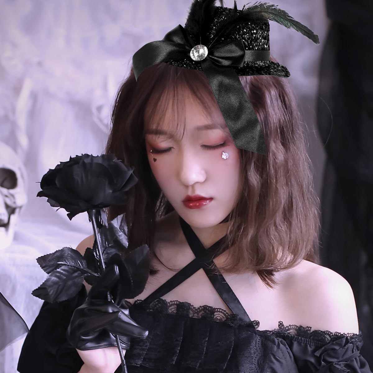 minkissy 2pcs Top Hat Hair Clips Black Fascinators Hair Clips Cocktail Hat Headpiece Top Costume Accessory for Women - Image 3