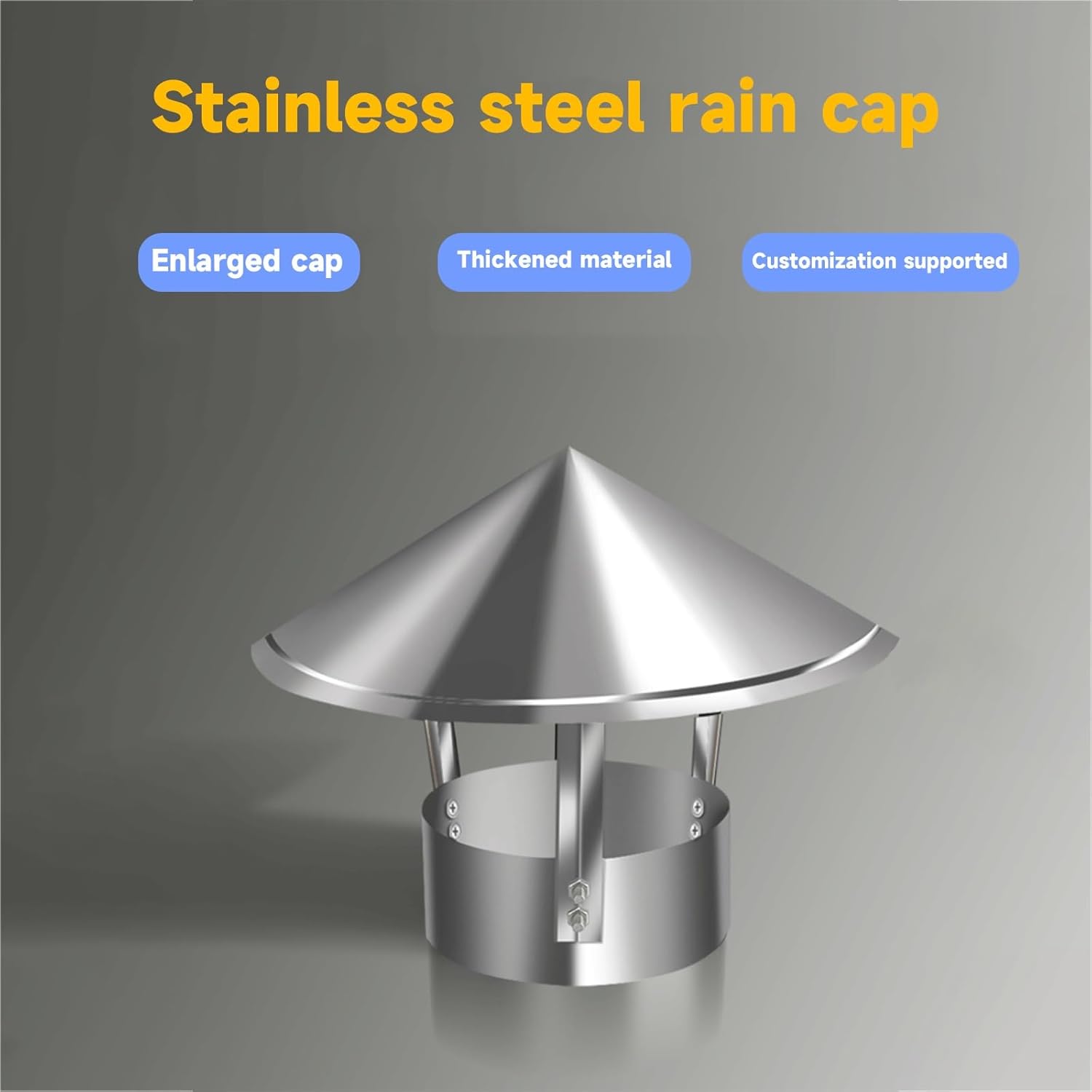 Stainless Steel Conical Chimney Cap Rain Cover Practical Tool for Fireplace Protection Silver ()