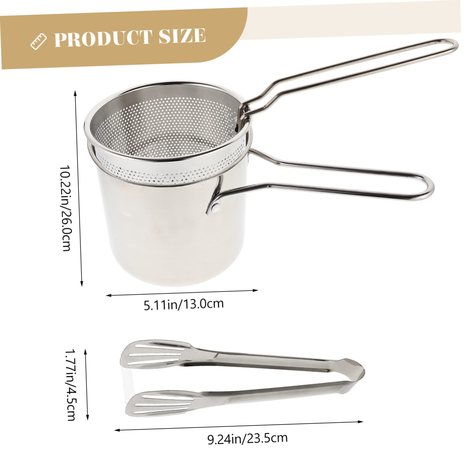 PRETYZOOM Deep Fryer Basket Stainless Steel Nonstick Easy to Clean Ergonomic Handle Food Fryer Pot