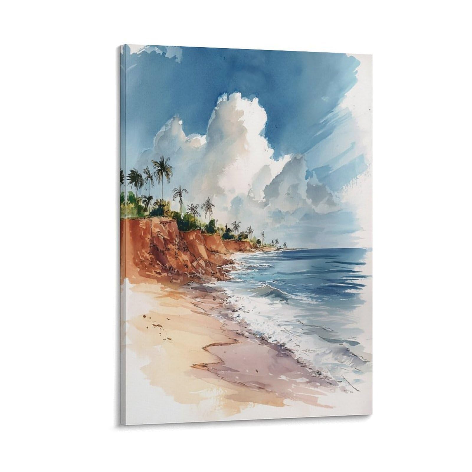 LCYNNH Belize Beach Watercolor Painting Caribbean Sea Travel Poster 24x36inch(60x90cm) Print Home Bedroom Office Living Room Decor Canvas