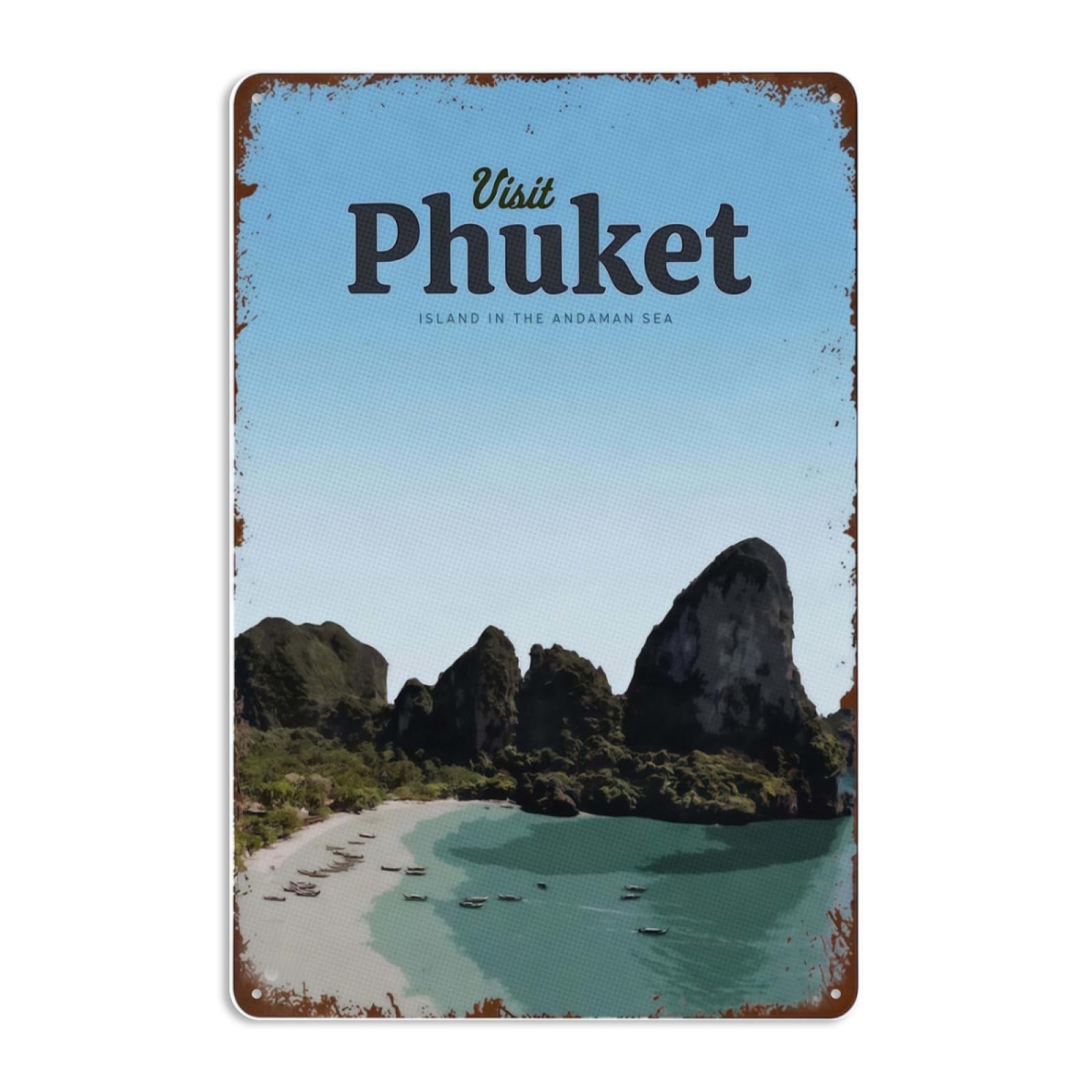 Kwqdozf As Pic Funny Visit Phuket Signs Wall Decor Vintage Metal Tin Sign Art Poster Fun C