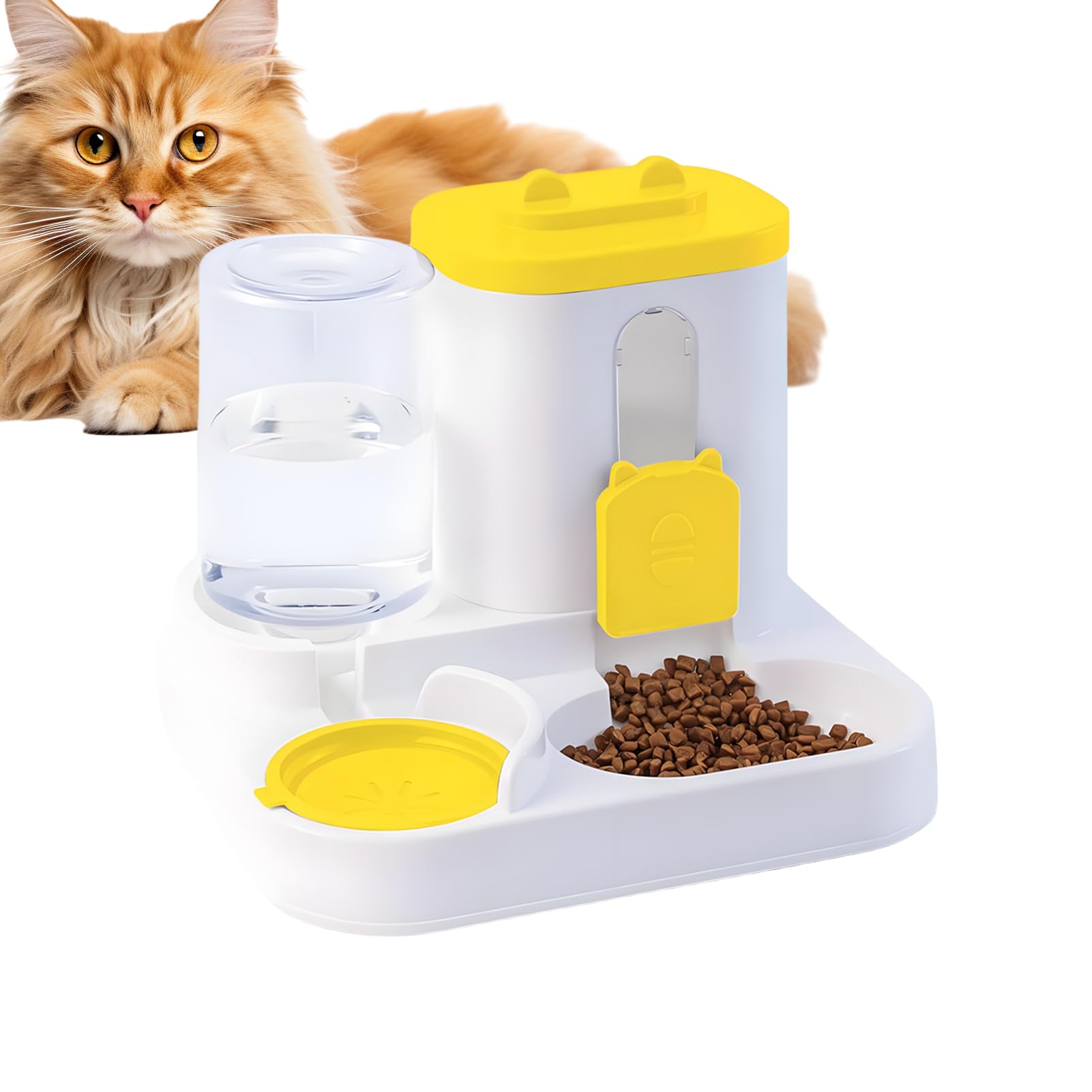 Y Bebedero Automático para Gatos,2 En 1 De Alta Capacidad para Gatitos - Dispensador De Comida Y Agua Gran Capacidad para Vacaciones - Interior Exterior Sala De
