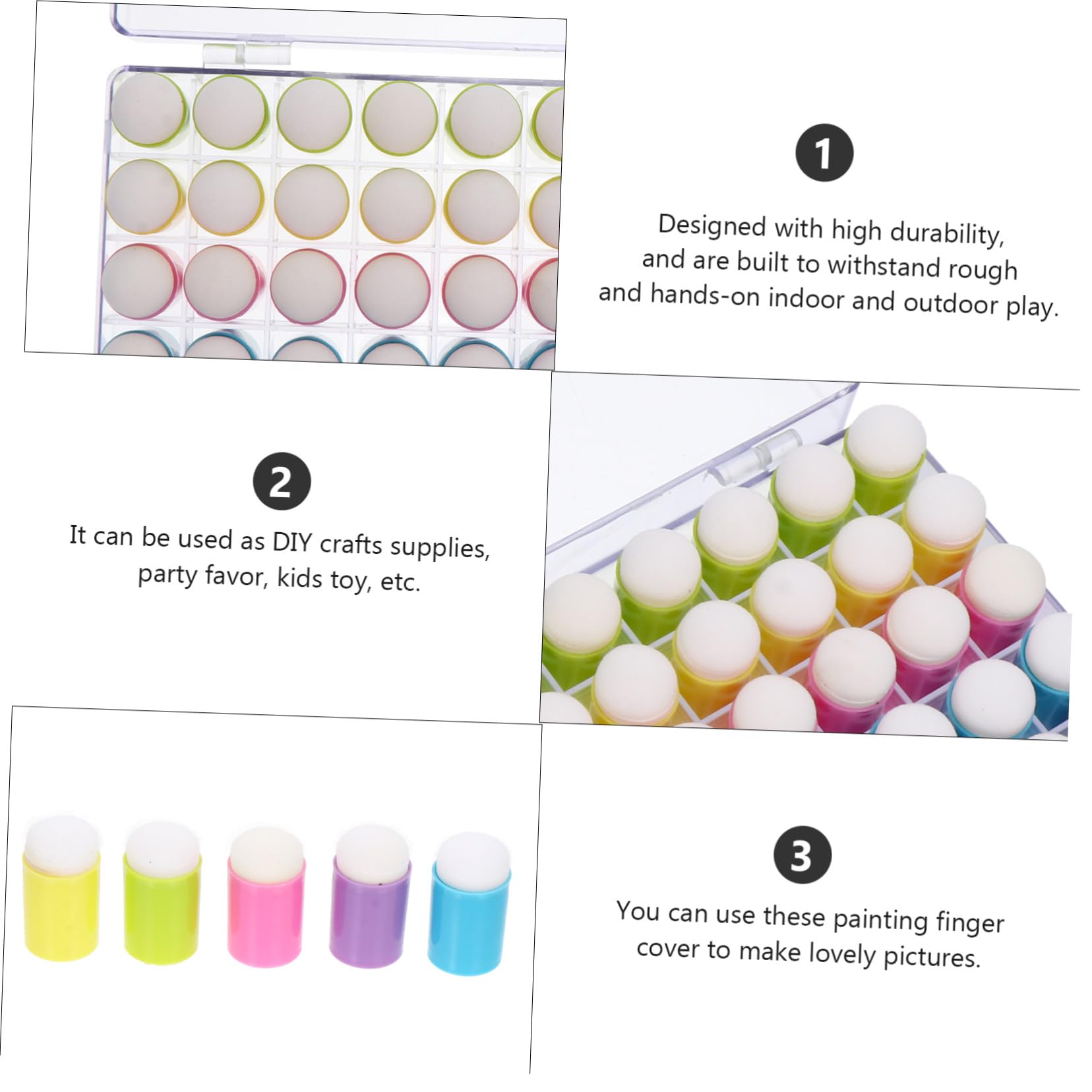 Fundas de Esponja para Pintar Dedos 40 Piezas Niños Multicolor DIY Manualidades Pintura Juego Artístico Infantil Obsequio Creativo Colegio Hogar Color Aleatorio