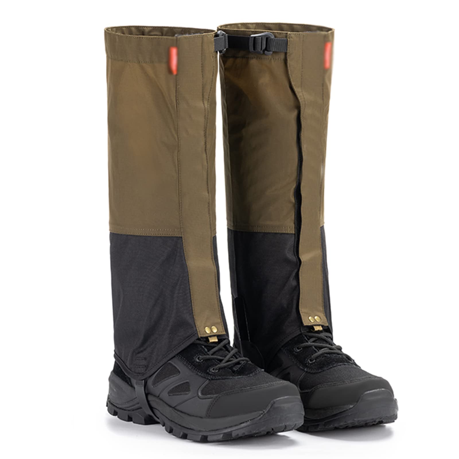 Guêtres de jambe imperméables en nylon pour escalade, extérieur, voyage, camping, trekking, escalade, chasse, guêtres de jambe pour neige (marron)