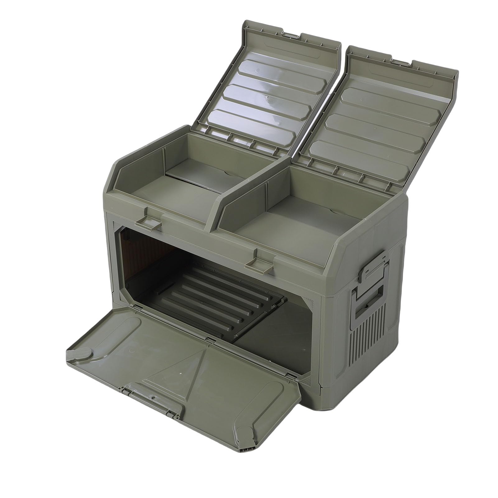 Caja de Almacenamiento Al Aire Libre, Contenedor de Almacenamiento Plegable de 2 Niveles con Tapa, Contenedor de Gran Capacidad Apilable a Prueba de Polvo Impermeable para Engranajes de (DE