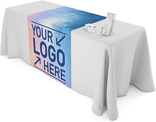 Custom Table Runner with Business Logo - Hemmed - Ships Next Day, Made in USA | Premium Polyester, with Logo Text Personalized Customizable for Business Vendor Trade Show Shop (13 x 72 inch)