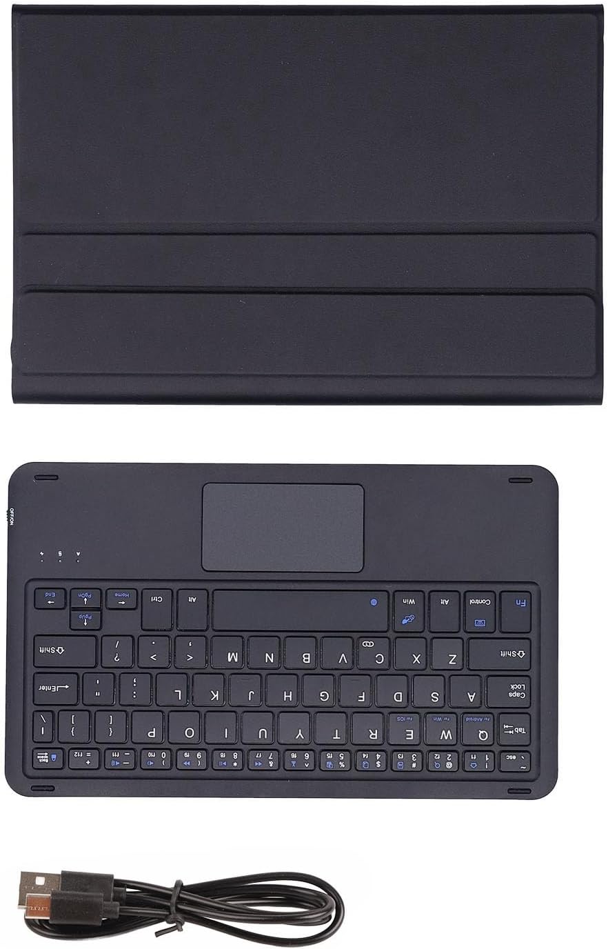 Wireless Detachable Keyboard Durable Compact Keyboard for Pad Tab P11 J606F Tablet with Artificial Leather Cover (Black)