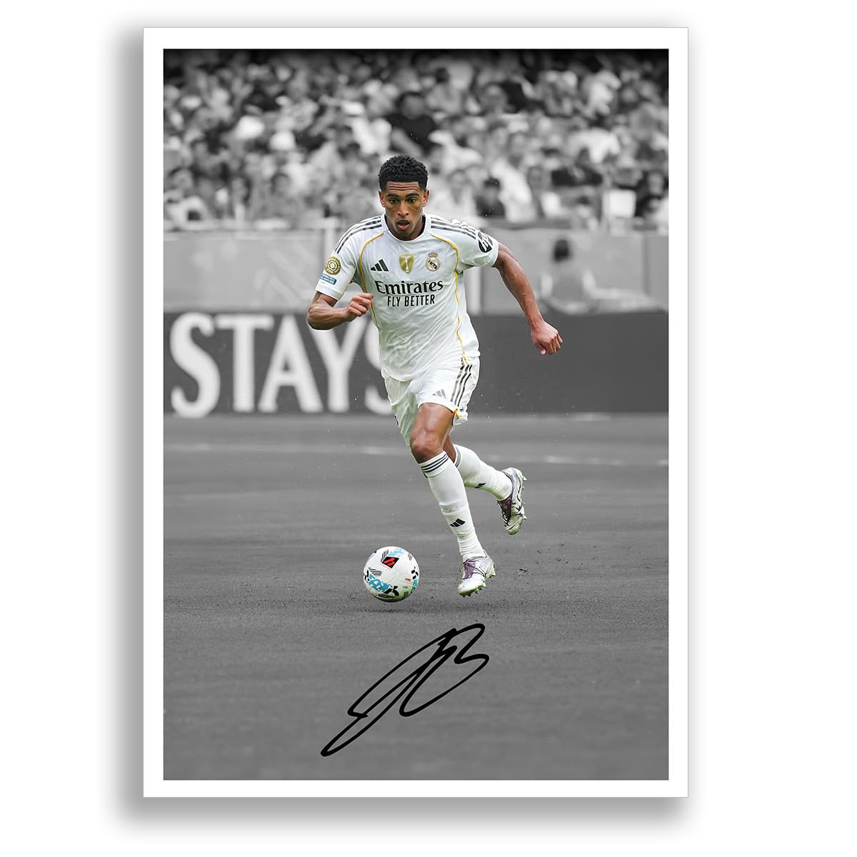 Jude Bellingham Real Madrid Signed Photo Poster Print Picture Display Framed Autograph Memorabilia for Football Fans Gift England (B&W A3 Poster Only)