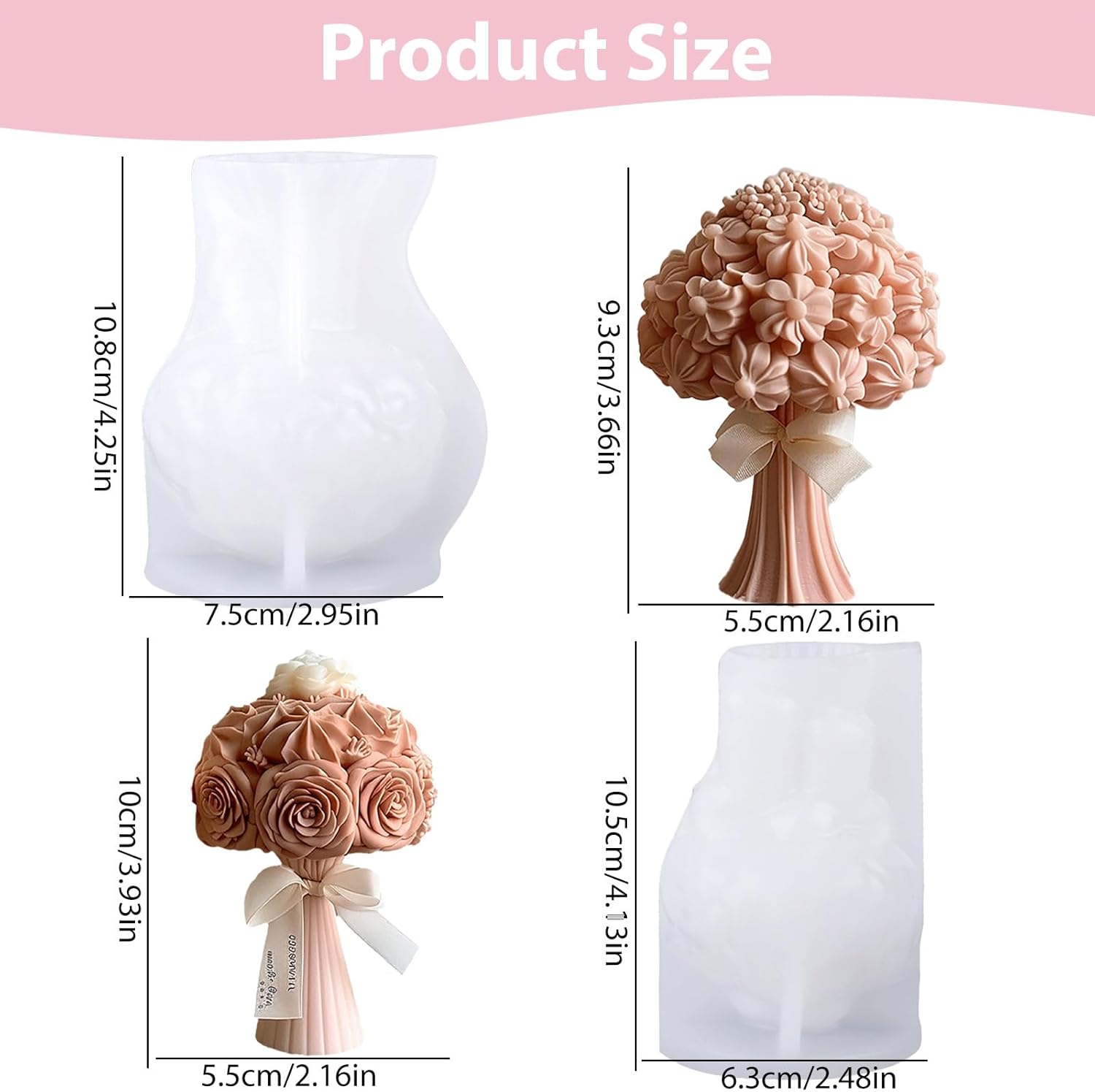 フラワーキャンドルモールド シリコーン型 エポキシ樹脂ワックスソープ&amp;キャンドル製作用 花型 クラフト キャスティング ホー