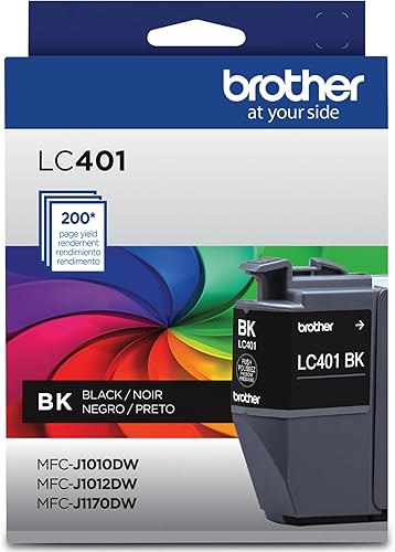 Brother Cartucho de tinta negro LC401BK de rendimiento estándar genuino