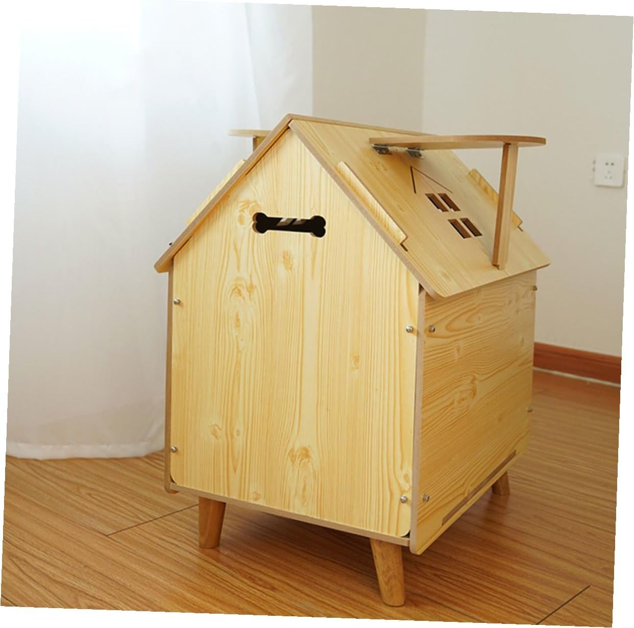 Wooden Dog House Outdoor Medium Wooden Kennel Puppy Shelter with Fence Garden Pet Cabin for Small to Medium Dogs