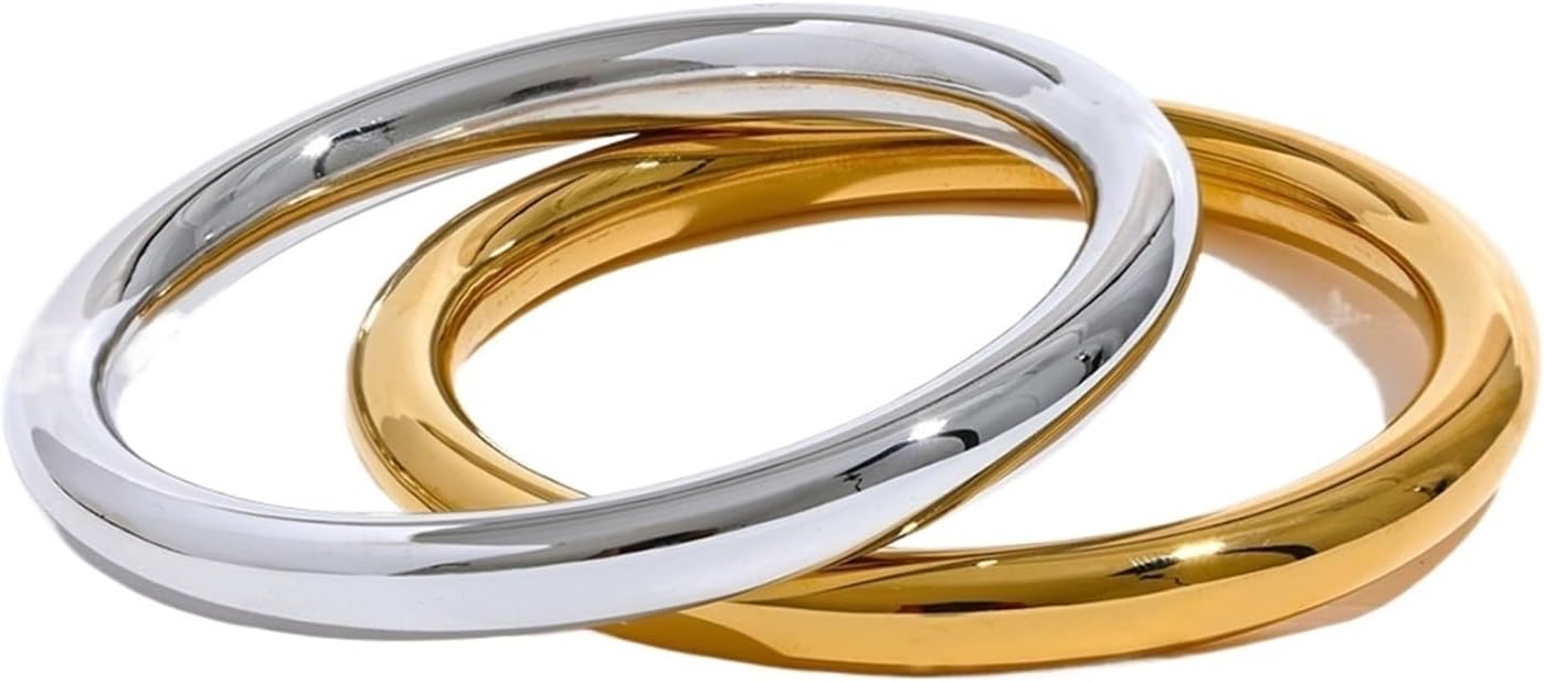 1個 65mm 光沢仕上げ 防水 ステンレススチール ビッグブレスレット バングル ステートメント 光沢 ミニマリスト