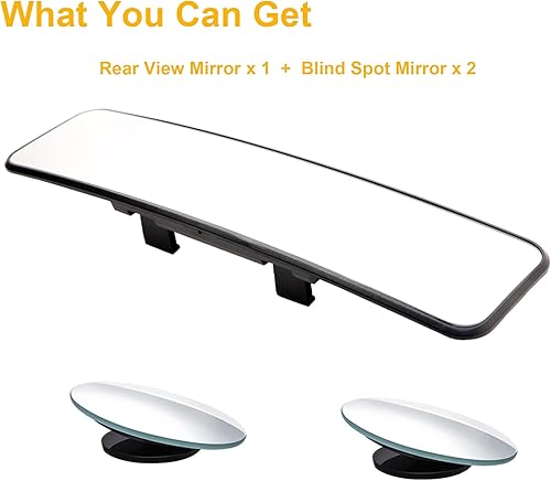 Miniatura 2 de Espejo retrovisor, universal de 11.4 pulgadas con clip interior panorámico para reducir el punto ciego de manera efectiva, gran angular, convexo,