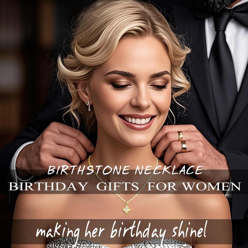 HeartMelody Clover Necklaces for Women Gold,Cross Necklace Wedding Anniversary Birthday Gifts for Wife Her Mom, 18K White /Rose Gold /14 K Gold Womens Fashion Jewelry with Birthstone Pendant Lucky Necklaces - Image 2