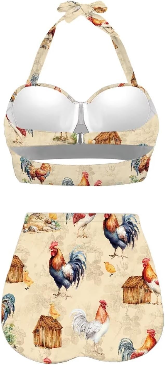 Veniyate Womens Bikini Two Piece Swimsuits Tummy Control Bathing Suits High Waisted Bikini Swimwear