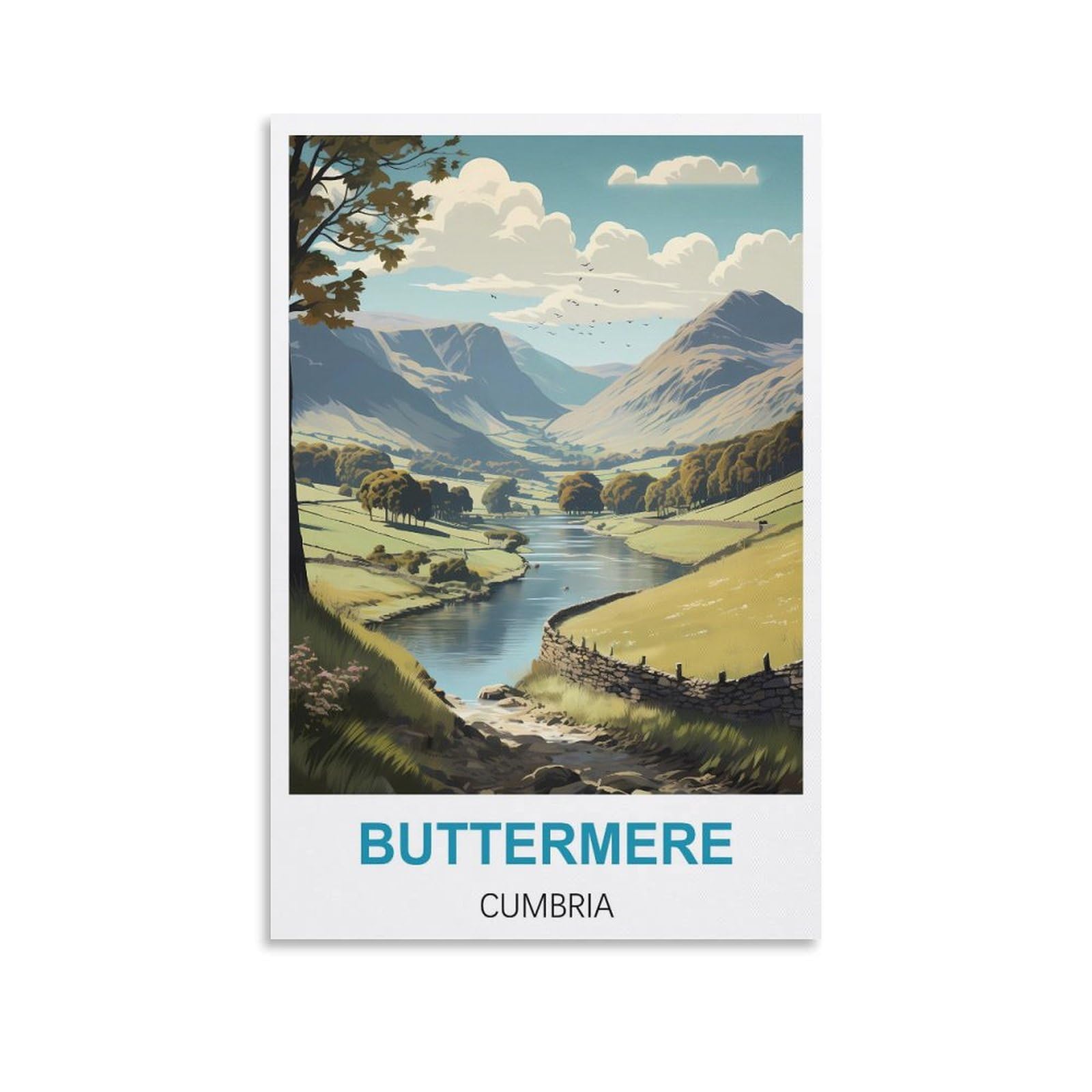 Vintage Metal Tin Signs,Buttermere Cumbria,Vintage Metal Tin Sign Inspirational Retro Art Poster for Home Office, Cafe Bar Wall Decor 30x30cm