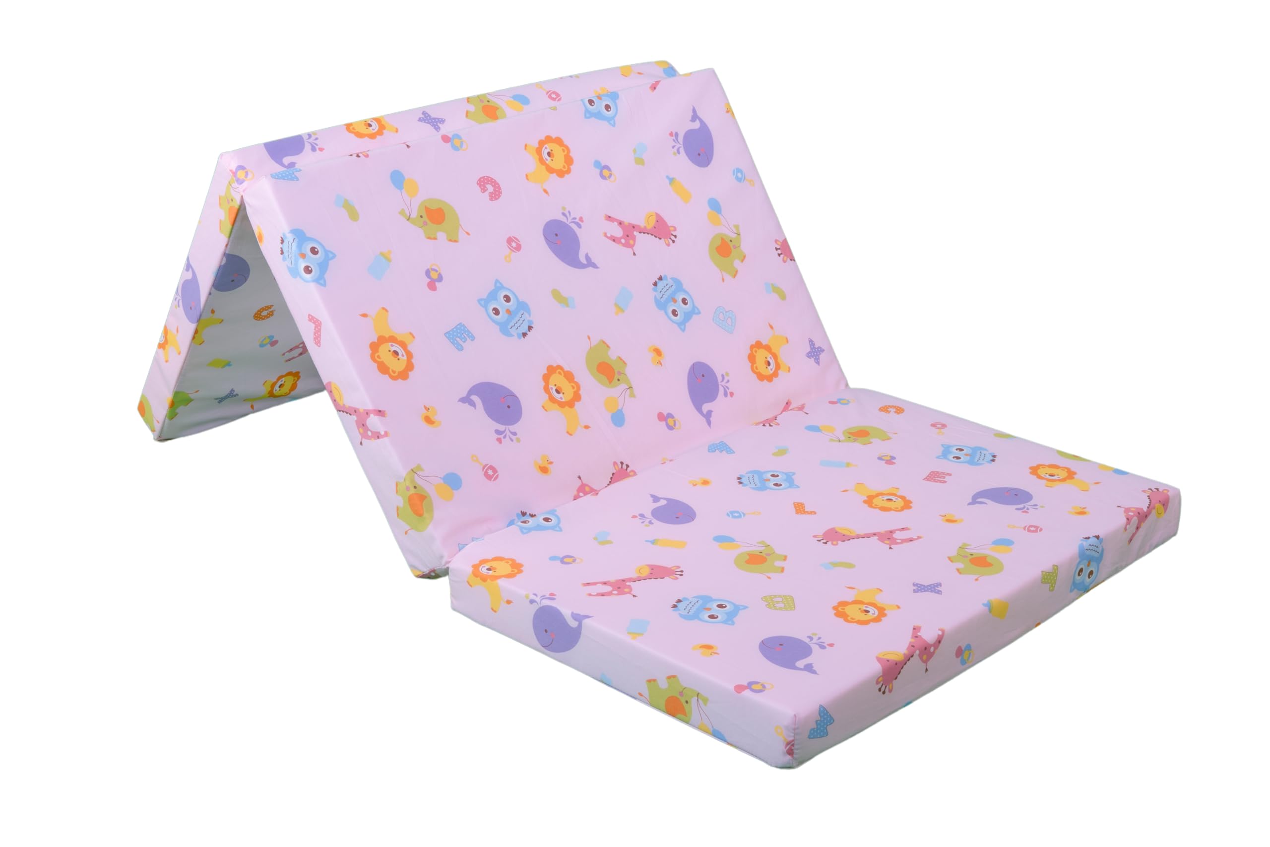 GHIOCUSCINI | Materasso Pieghevole per Bambini, 120 x 60 cm, Alto 5 cm, Tessuto ROSA Lavabile, Imbottitura Waterfoam, Made in Italy a Norma EN16890:2017