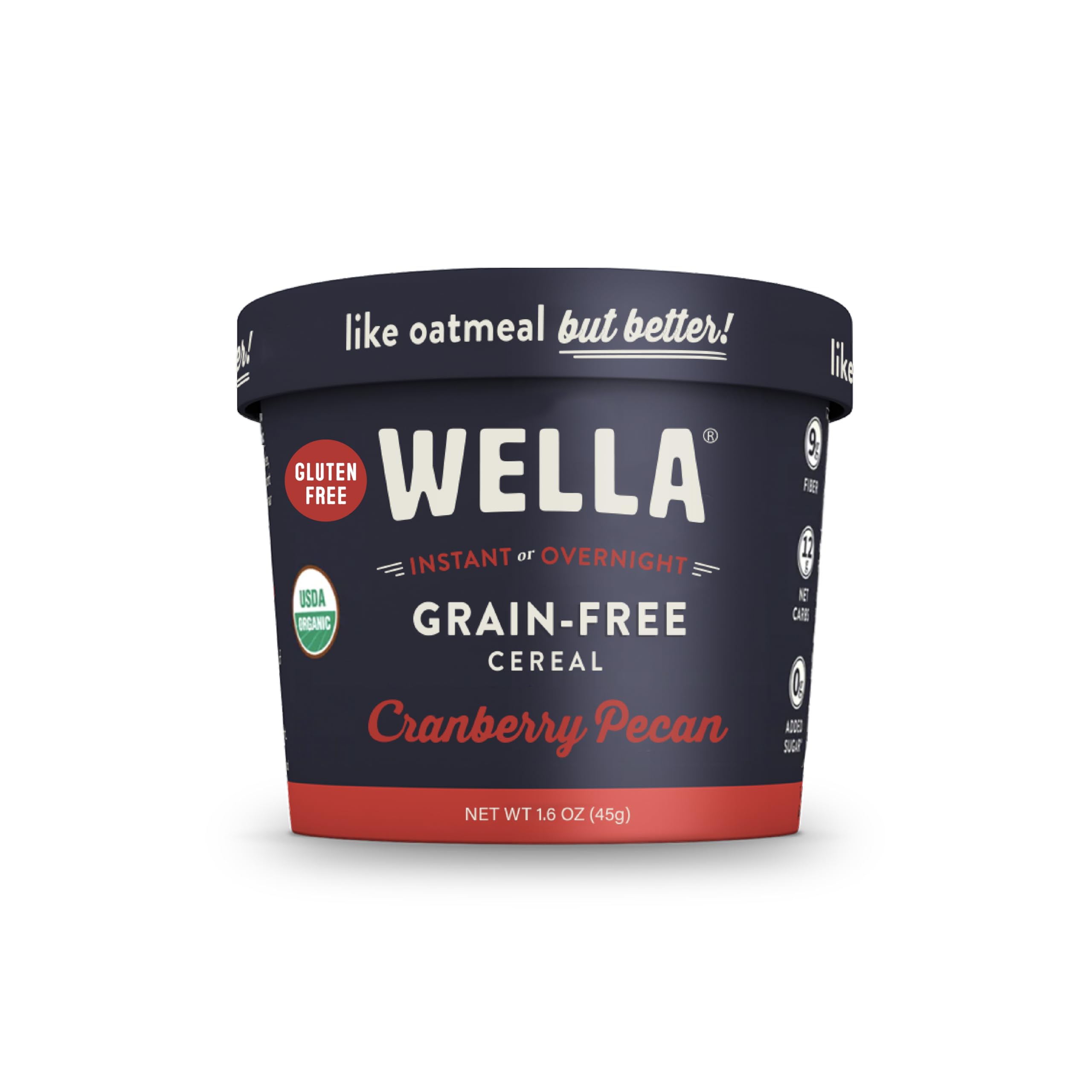 Wella Cereal Oatmeal Alternative, Gluten-Free Breakfast Hot Cereal, Grain-Free Paleo Organic Vegan High Protein Superfood, Plant-Based Non-GMO, Low in