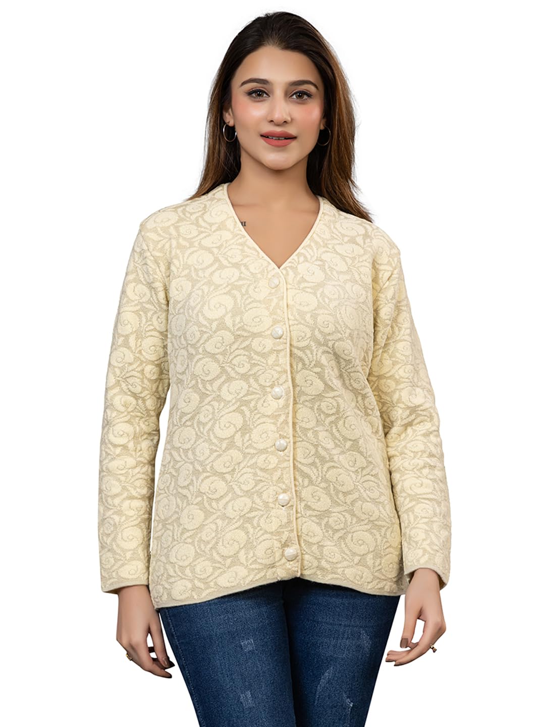 twenty me Winter Wear Acrylic Wool V Neck Full Sleeve Button Self Design/Solid Cardigans (2004)-picture-8