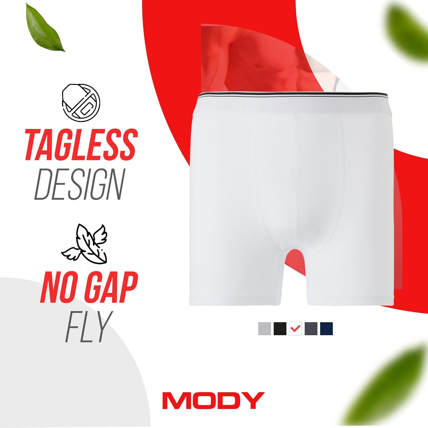 Mody Men's Boxer Briefs Underwear 4-Pack, Men's Cotton Boxer Brief, Ultra Soft Boxers for Men, Men's Underwear Boxer Briefs - Image 2