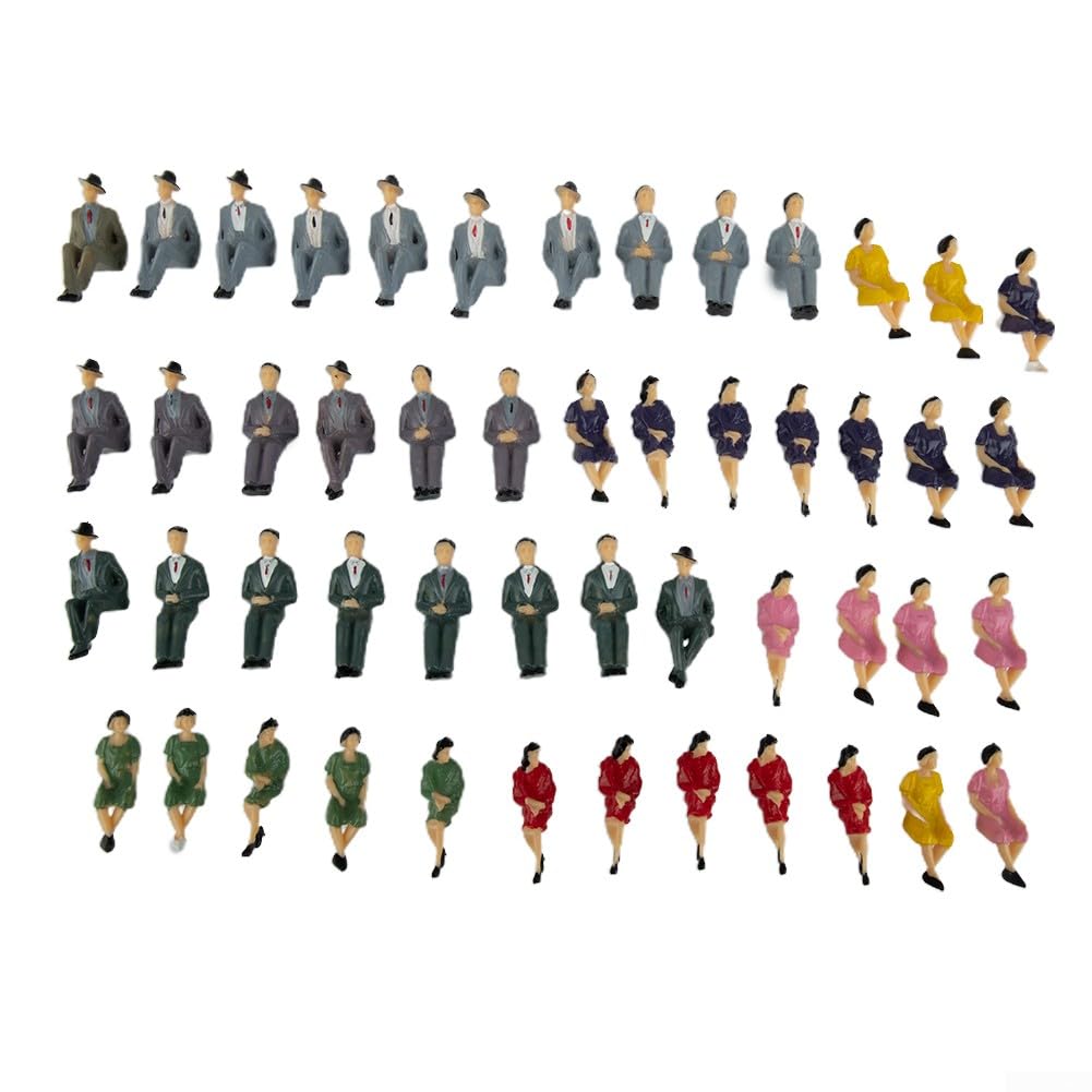 Personnages Assis Pour Maquettes Lot De 50 Figurines De Personnes Assises - Échelle 1:50, Peintes à La Main - Parfaites Pour Les Maquettes De Train Ou Les Décors