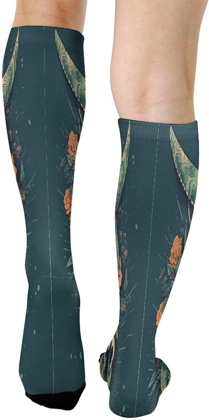 Asian Dragon Skull Crew Socks Calf Socks Athletic Crew Sock